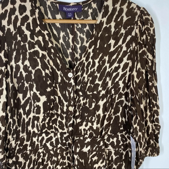 New Roaman’s Animal Print Button Down Dress 14W - Picture 4 of 7
